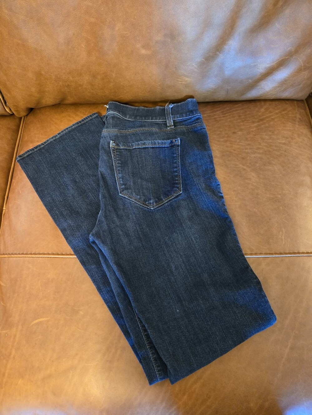 Dark Wash Straight Leg Jeans - Navy Blue